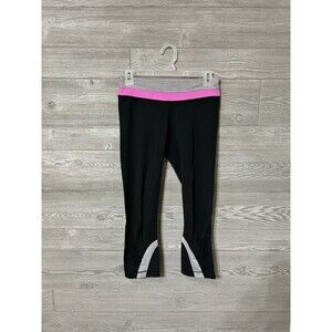 LULULEMON Size 6 Run Inspire Crop II‎ Black Purple Leggings